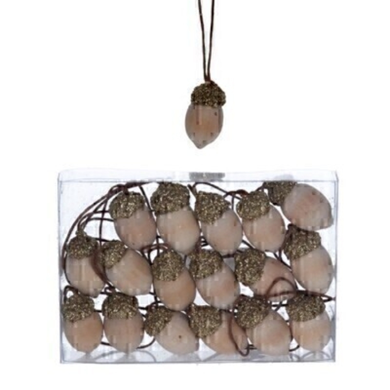 Pack of 18 Glitter Acorn Decorations Gisela Graham